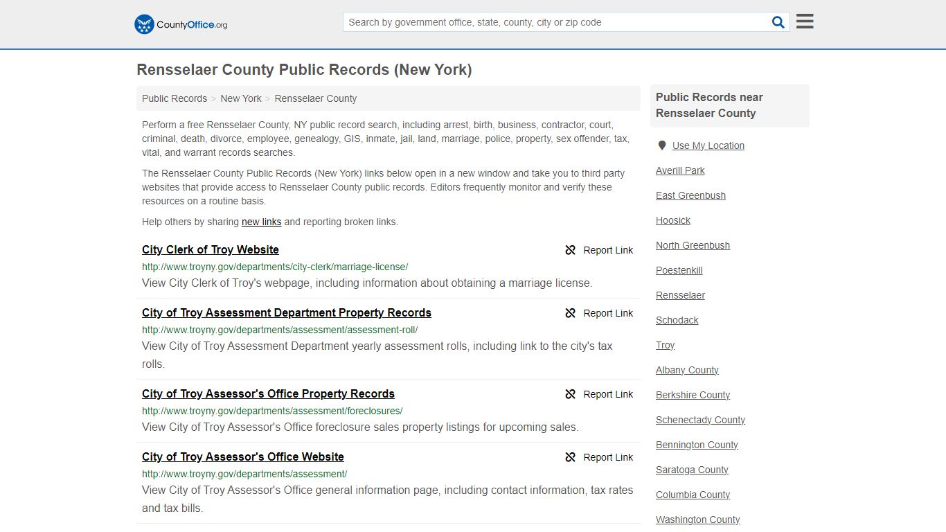 Rensselaer County Public Records (New York) - County Office